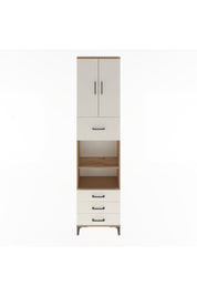 Arges Dolap 4 Raflı 4 Çekmeceli 2 Kapaklı 60x30x243 Çam-Aytaşı