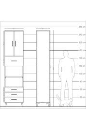 Arges Dolap 4 Raflı 4 Çekmeceli 2 Kapaklı 60x30x243 Çam-Antrasit