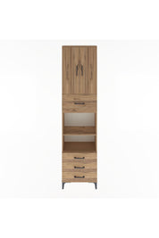 Arges Dolap 4 Raflı 4 Çekmeceli 2 Kapaklı 60x30x243 Çam-Çam