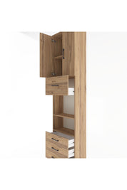 Arges Dolap 4 Raflı 4 Çekmeceli 2 Kapaklı 60x30x243 Çam-Çam