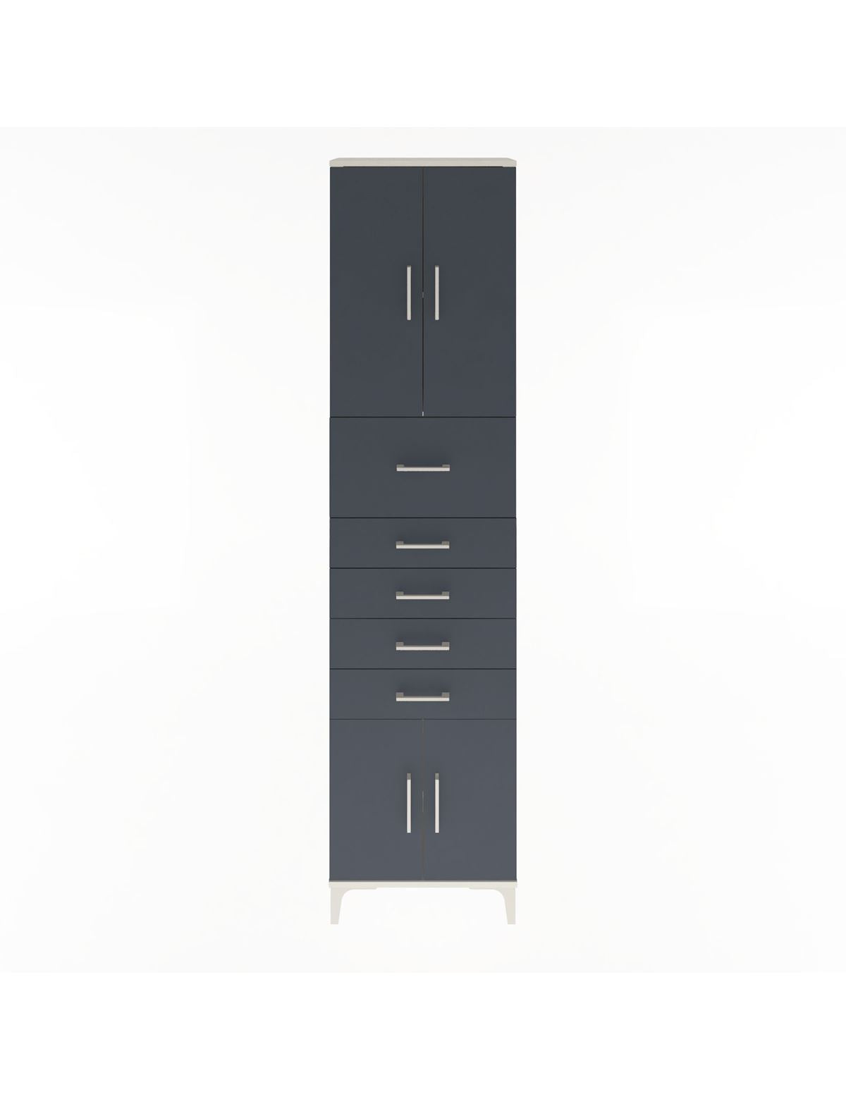 Arges Dolap 3 Raflı 5 Çekmeceli 4 Kapaklı 60x30x243 Aytaşı-Antrasit