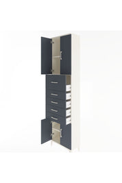 Arges Dolap 3 Raflı 5 Çekmeceli 4 Kapaklı 60x30x243 Aytaşı-Antrasit