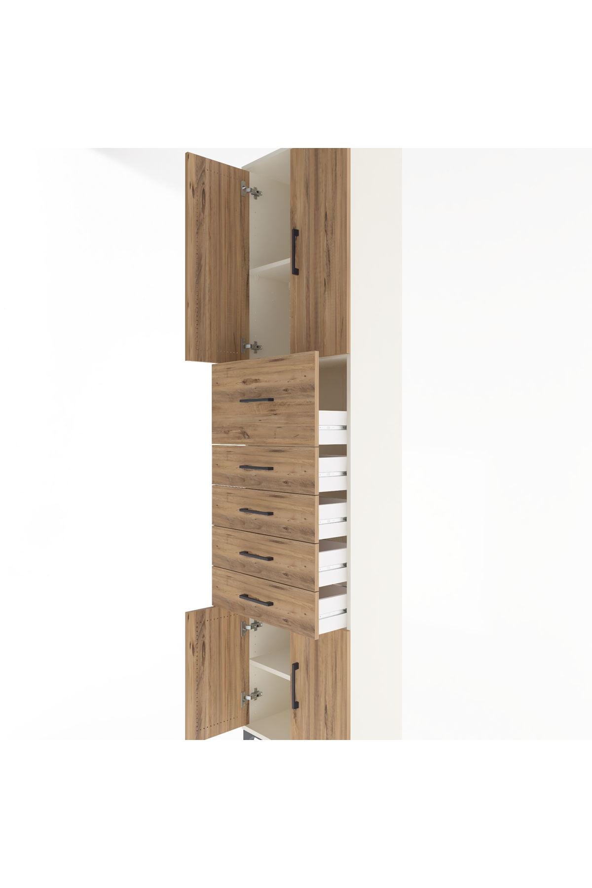 Arges Dolap 3 Raflı 5 Çekmeceli 4 Kapaklı 60x30x243 Aytaşı-Çam