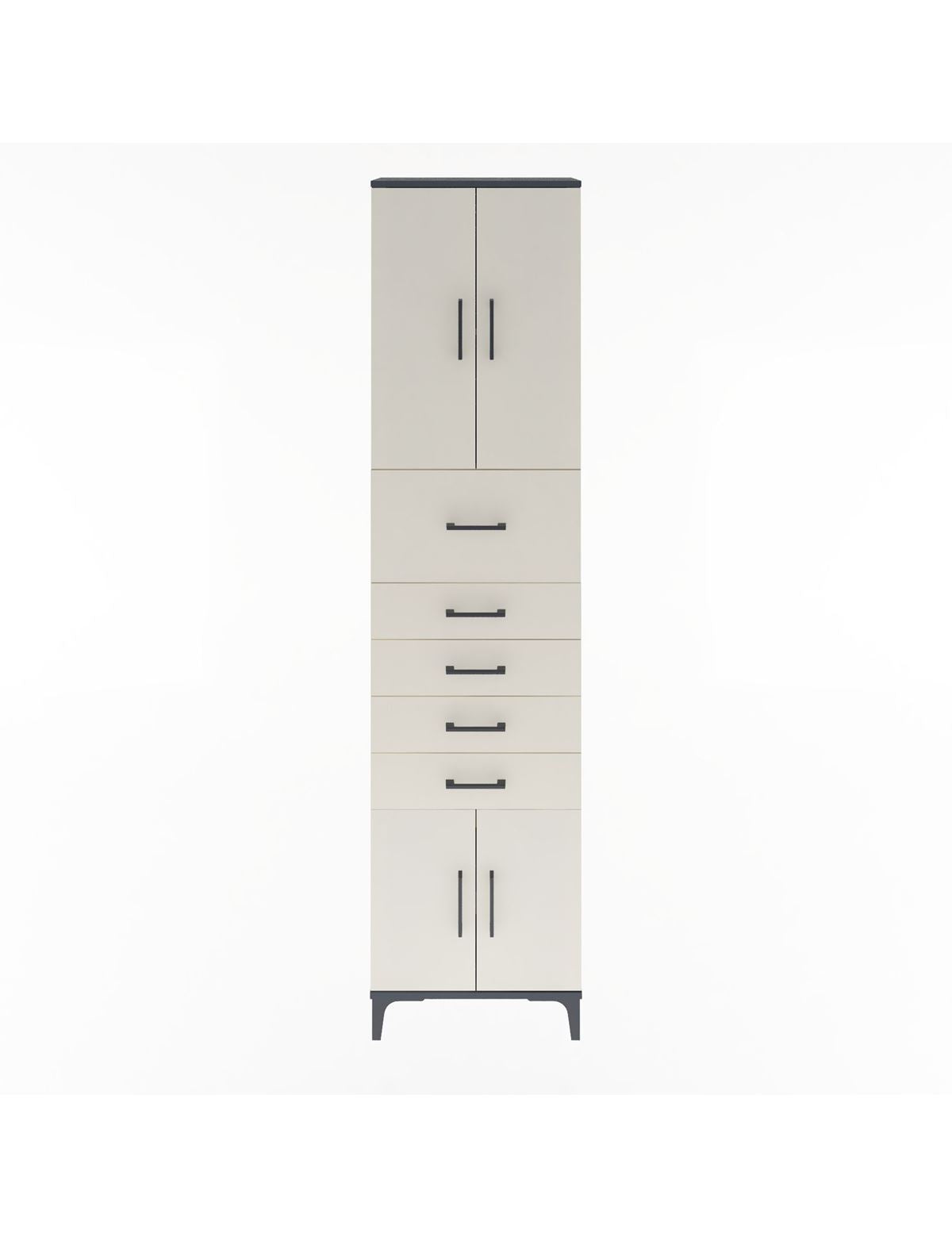 Arges Dolap 3 Raflı 5 Çekmeceli 4 Kapaklı 60x30x243 Antrasit-Aytaşı