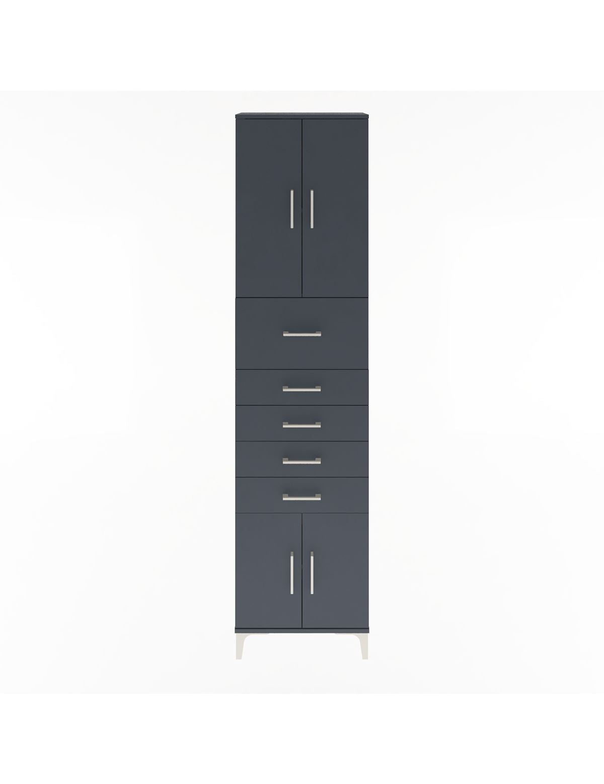 Arges Dolap 3 Raflı 5 Çekmeceli 4 Kapaklı 60x30x243 Antrasit-Antrasit