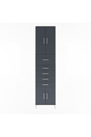 Arges Dolap 3 Raflı 5 Çekmeceli 4 Kapaklı 60x30x243 Antrasit-Antrasit