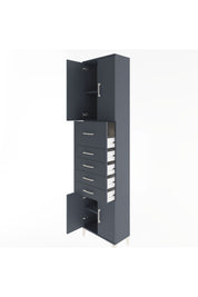 Arges Dolap 3 Raflı 5 Çekmeceli 4 Kapaklı 60x30x243 Antrasit-Antrasit