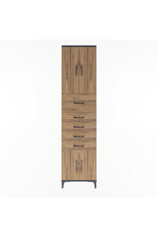 Arges Dolap 3 Raflı 5 Çekmeceli 4 Kapaklı 60x30x243 Antrasit-Çam