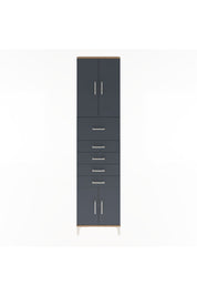 Arges Dolap 3 Raflı 5 Çekmeceli 4 Kapaklı 60x30x243 Çam-Antrasit