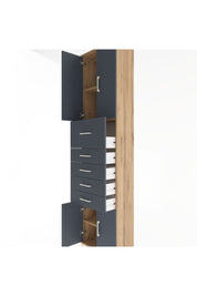 Arges Dolap 3 Raflı 5 Çekmeceli 4 Kapaklı 60x30x243 Çam-Antrasit