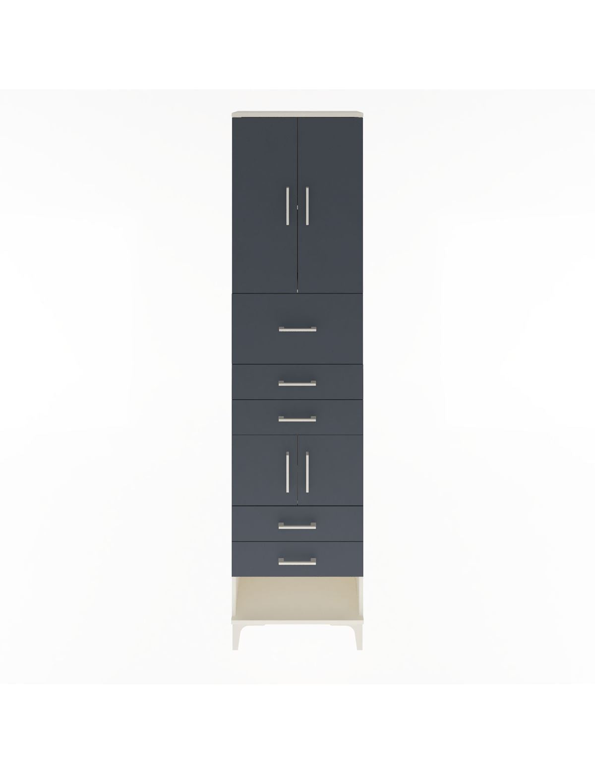 Arges Dolap 3 Raflı 5 Çekmeceli 4 Kapaklı 60x30x243 Aytaşı-Antrasit