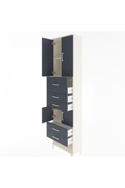 Arges Dolap 3 Raflı 5 Çekmeceli 4 Kapaklı 60x30x243 Aytaşı-Antrasit