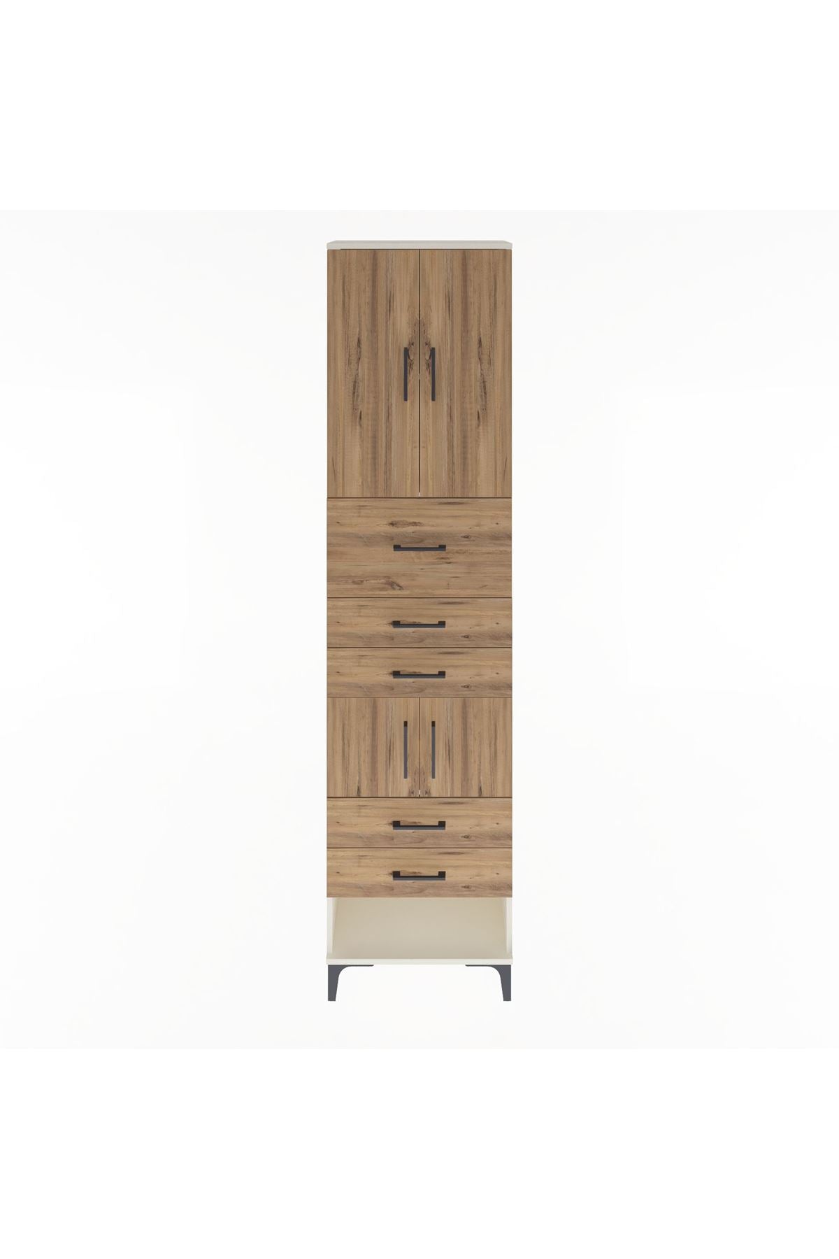 Arges Dolap 3 Raflı 5 Çekmeceli 4 Kapaklı 60x30x243 Aytaşı-Çam