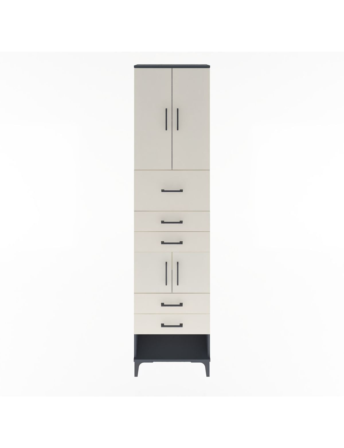 Arges Dolap 3 Raflı 5 Çekmeceli 4 Kapaklı 60x30x243 Antrasit-Aytaşı