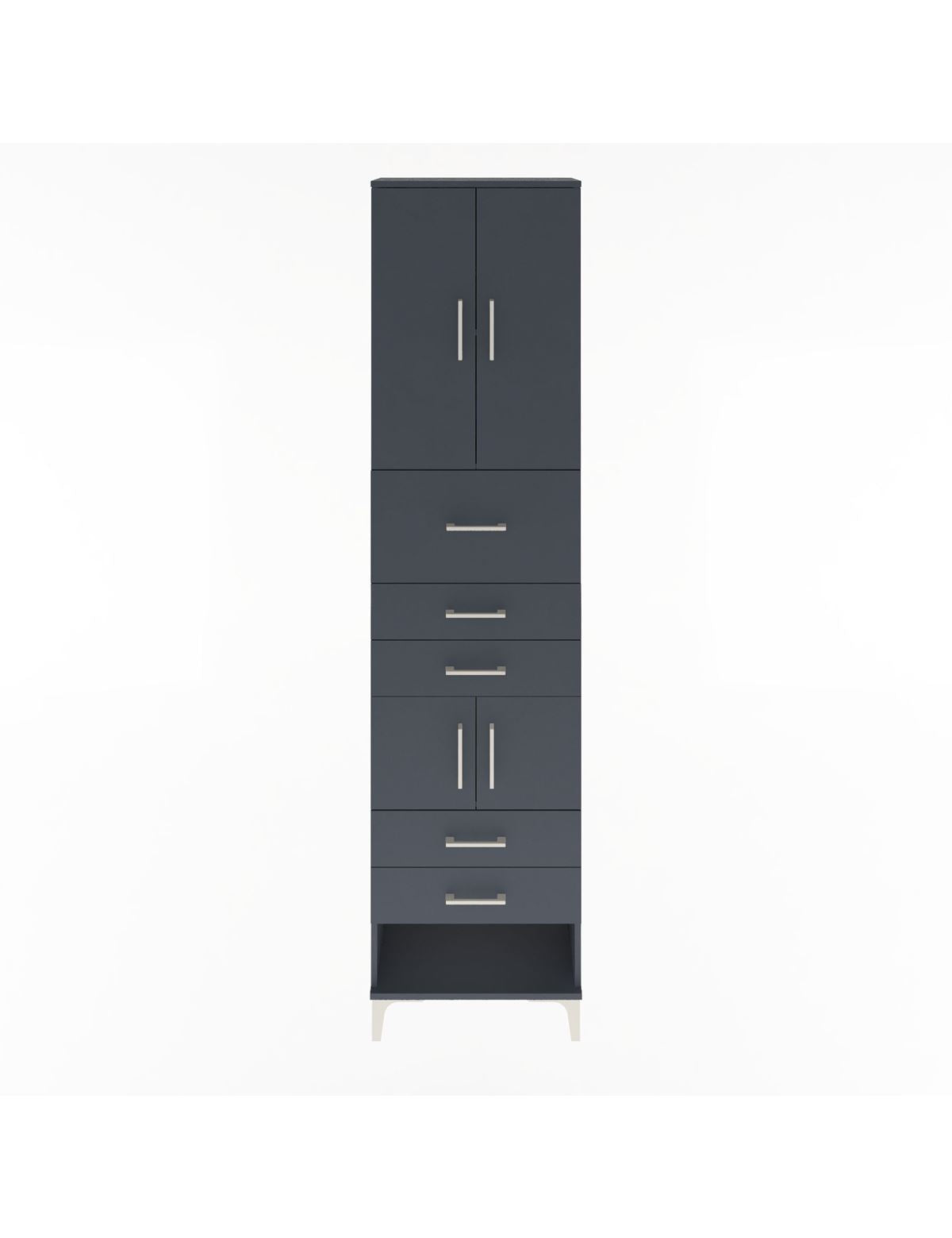 Arges Dolap 3 Raflı 5 Çekmeceli 4 Kapaklı 60x30x243 Antrasit-Antrasit