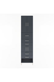 Arges Dolap 3 Raflı 5 Çekmeceli 4 Kapaklı 60x30x243 Antrasit-Antrasit