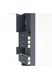 Arges Dolap 3 Raflı 5 Çekmeceli 4 Kapaklı 60x30x243 Antrasit-Antrasit