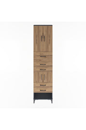 Arges Dolap 3 Raflı 5 Çekmeceli 4 Kapaklı 60x30x243 Antrasit-Çam