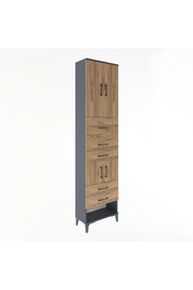 Arges Dolap 3 Raflı 5 Çekmeceli 4 Kapaklı 60x30x243 Antrasit-Çam
