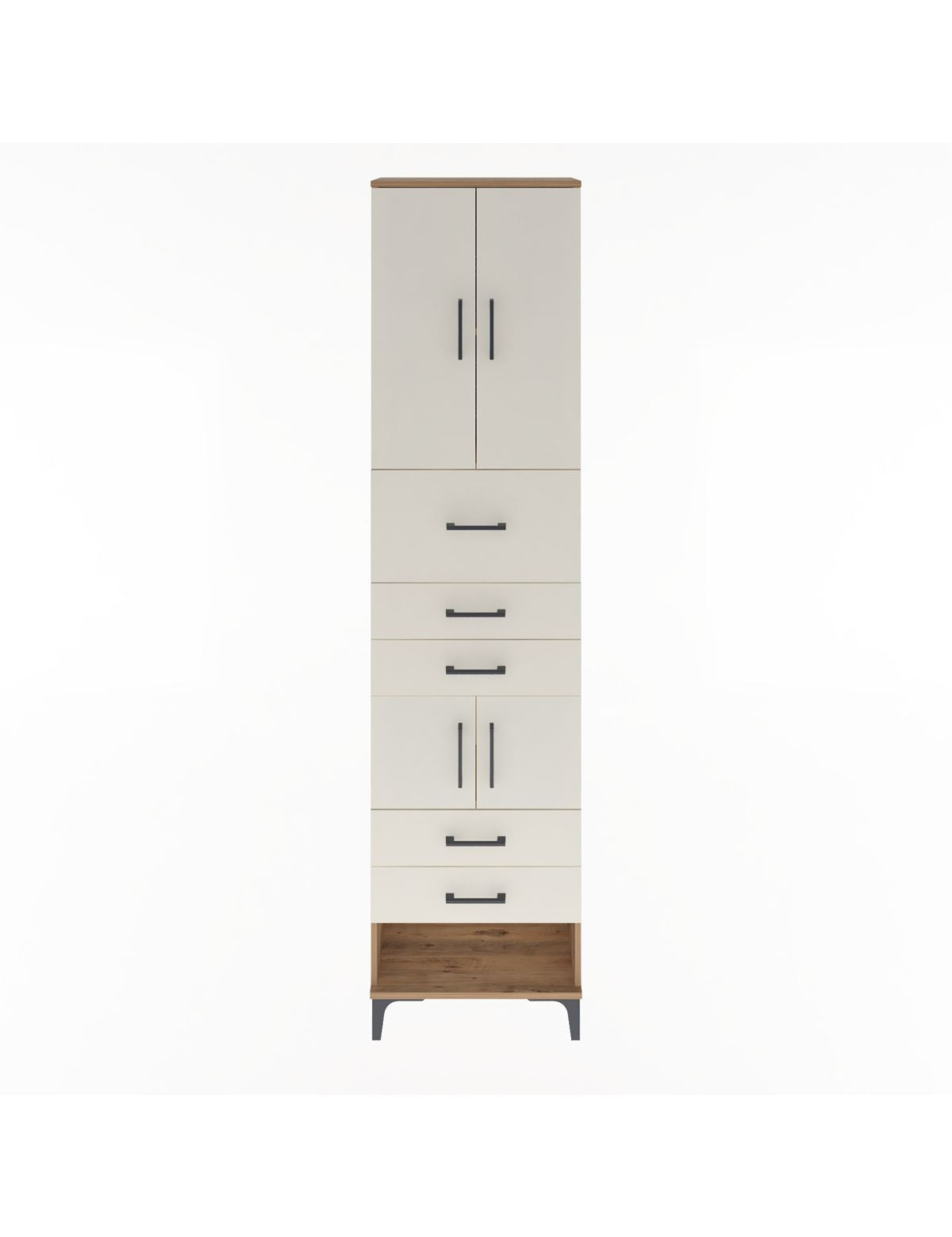 Arges Dolap 3 Raflı 5 Çekmeceli 4 Kapaklı 60x30x243 Çam-Aytaşı