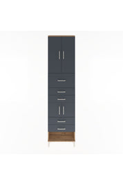 Arges Dolap 3 Raflı 5 Çekmeceli 4 Kapaklı 60x30x243 Çam-Antrasit