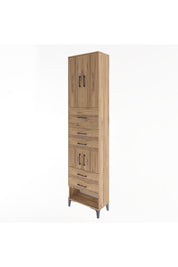 Arges Dolap 3 Raflı 5 Çekmeceli 4 Kapaklı 60x30x243 Çam-Çam