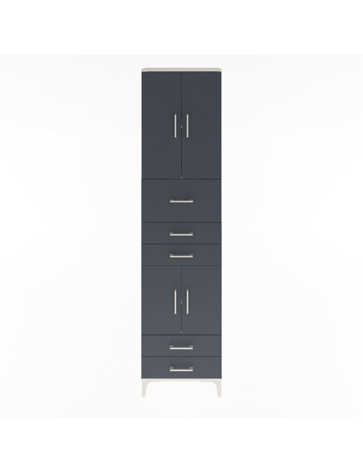 Arges Dolap 4 Raflı 5 Çekmeceli 4 Kapaklı 60x30x243 Aytaşı-Antrasit