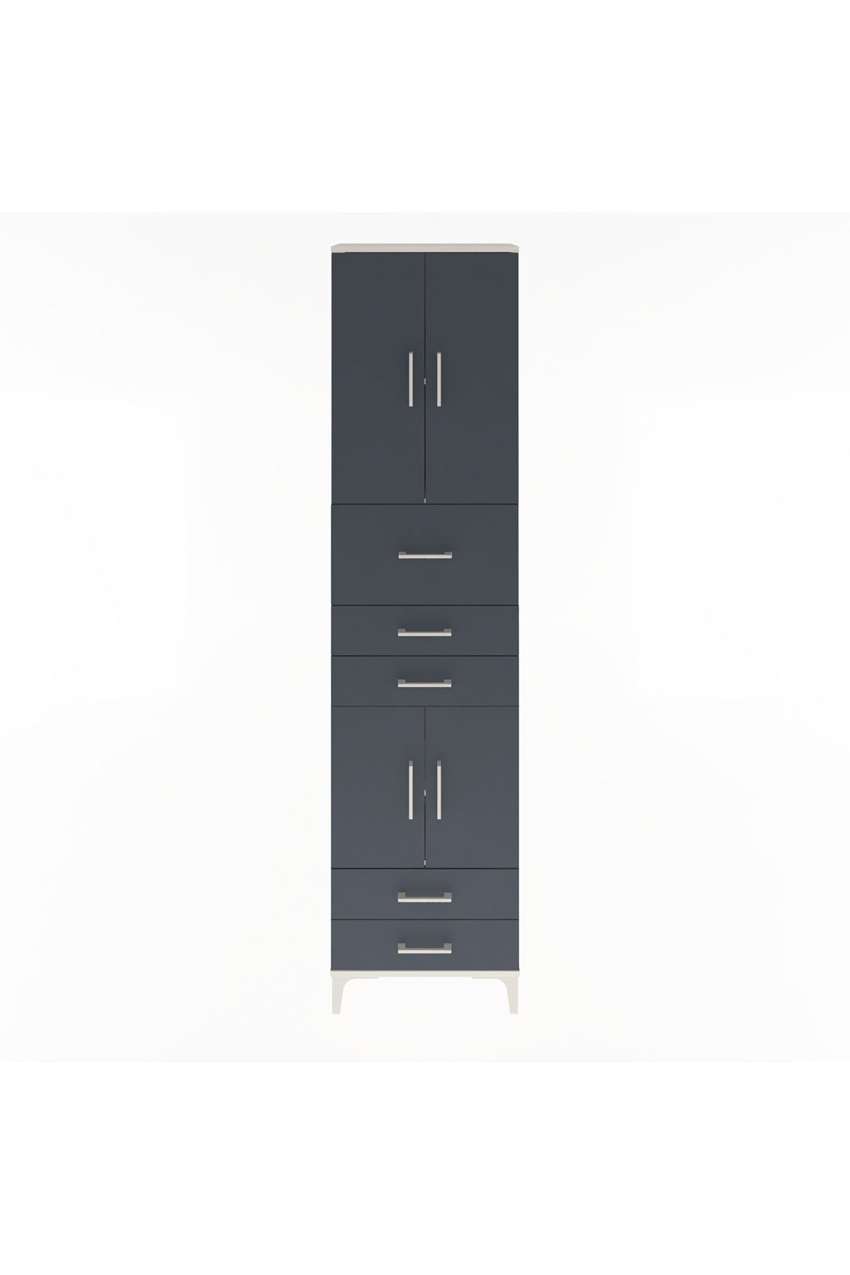 Arges Dolap 4 Raflı 5 Çekmeceli 4 Kapaklı 60x30x243 Aytaşı-Antrasit