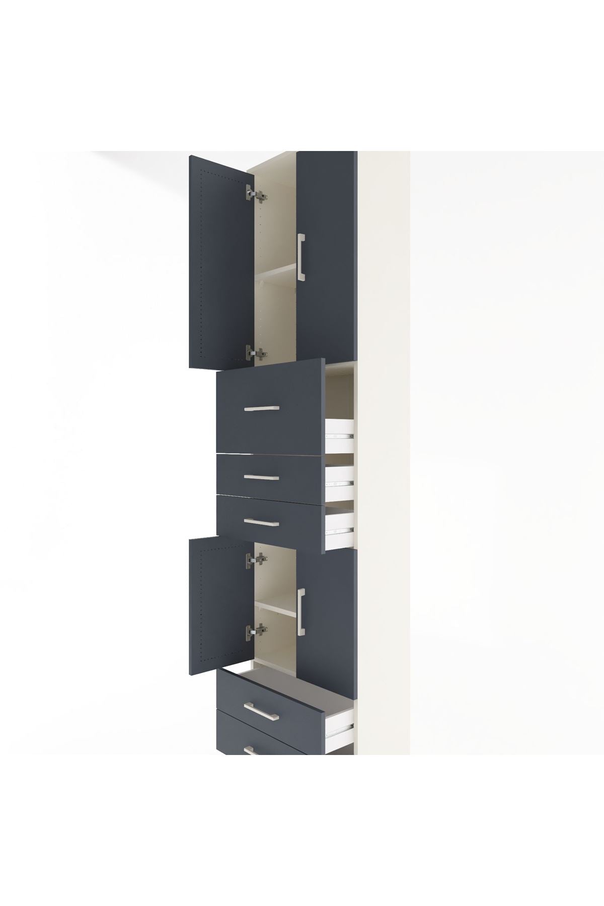 Arges Dolap 4 Raflı 5 Çekmeceli 4 Kapaklı 60x30x243 Aytaşı-Antrasit