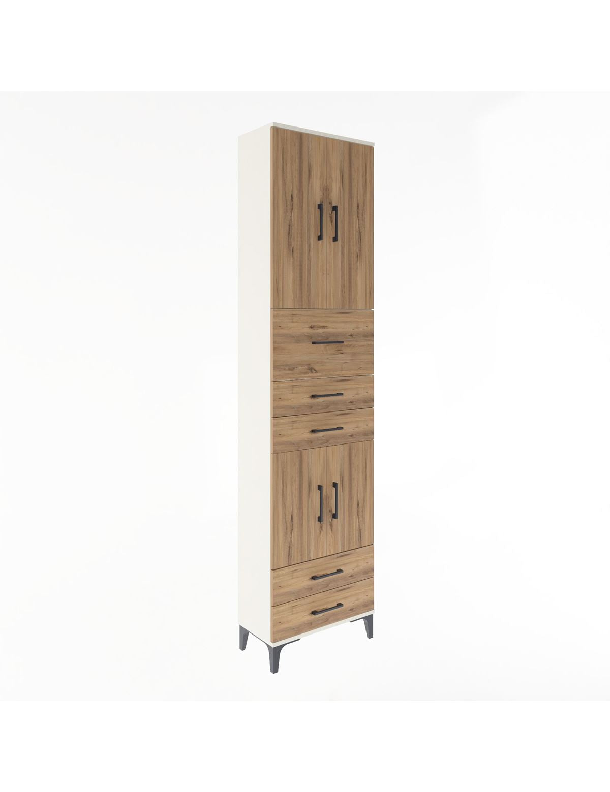 Arges Dolap 4 Raflı 5 Çekmeceli 4 Kapaklı 60x30x243 Aytaşı-Çam