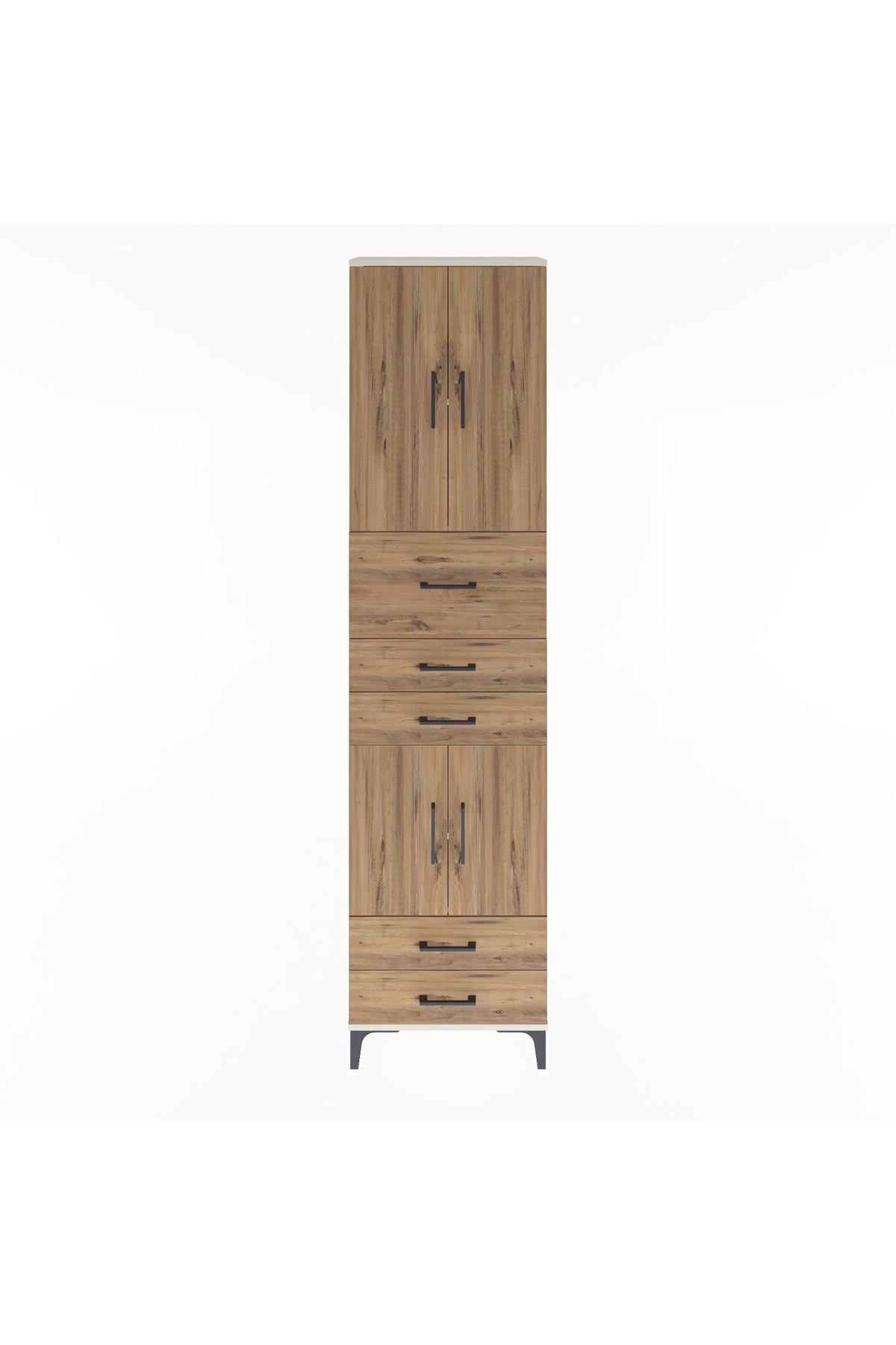 Arges Dolap 4 Raflı 5 Çekmeceli 4 Kapaklı 60x30x243 Aytaşı-Çam