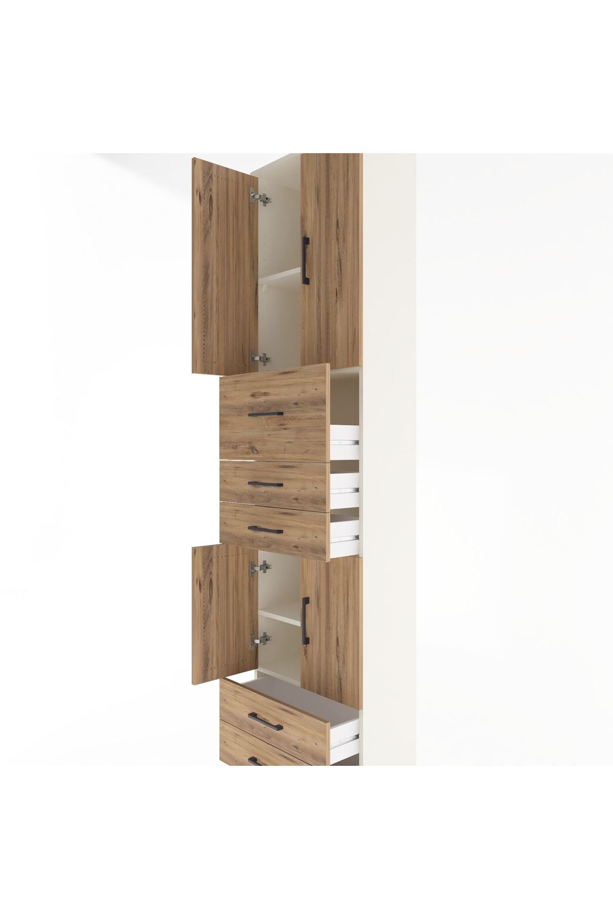 Arges Dolap 4 Raflı 5 Çekmeceli 4 Kapaklı 60x30x243 Aytaşı-Çam