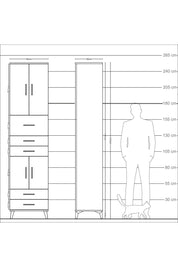 Arges Dolap 4 Raflı 5 Çekmeceli 4 Kapaklı 60x30x243 Aytaşı-Çam