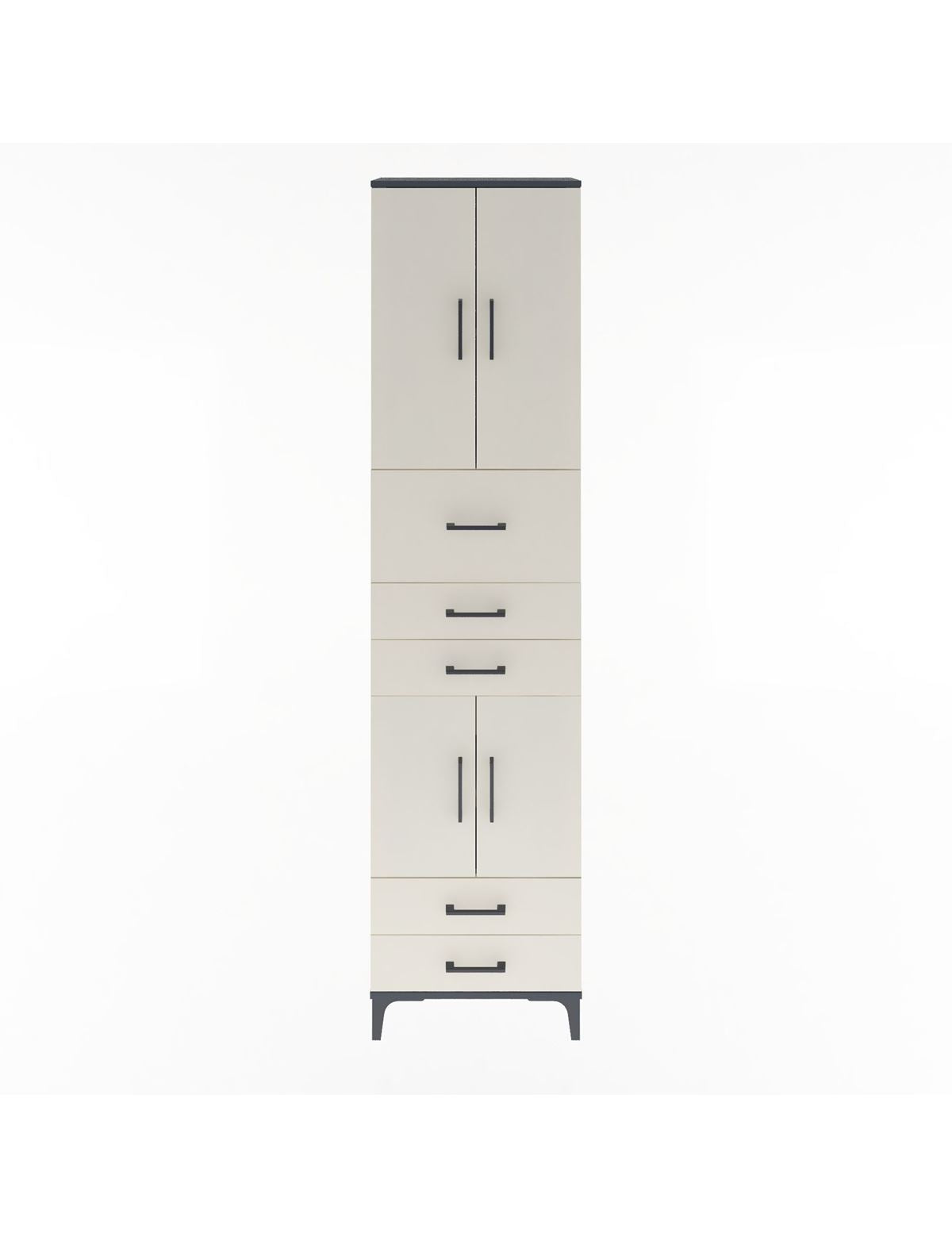 Arges Dolap 4 Raflı 5 Çekmeceli 4 Kapaklı 60x30x243 Antrasit-Aytaşı