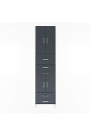 Arges Dolap 4 Raflı 5 Çekmeceli 4 Kapaklı 60x30x243 Antrasit-Antrasit
