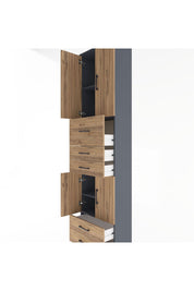 Arges Dolap 4 Raflı 5 Çekmeceli 4 Kapaklı 60x30x243 Antrasit-Çam