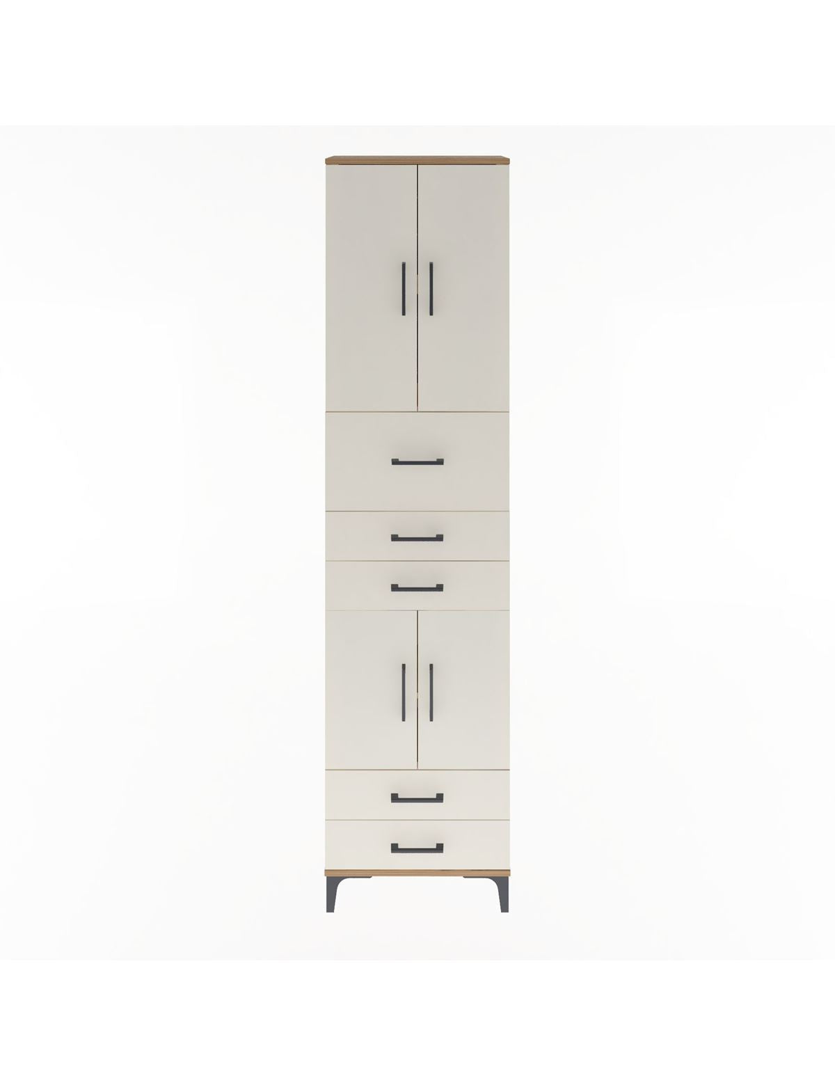 Arges Dolap 4 Raflı 5 Çekmeceli 4 Kapaklı 60x30x243 Çam-Aytaşı