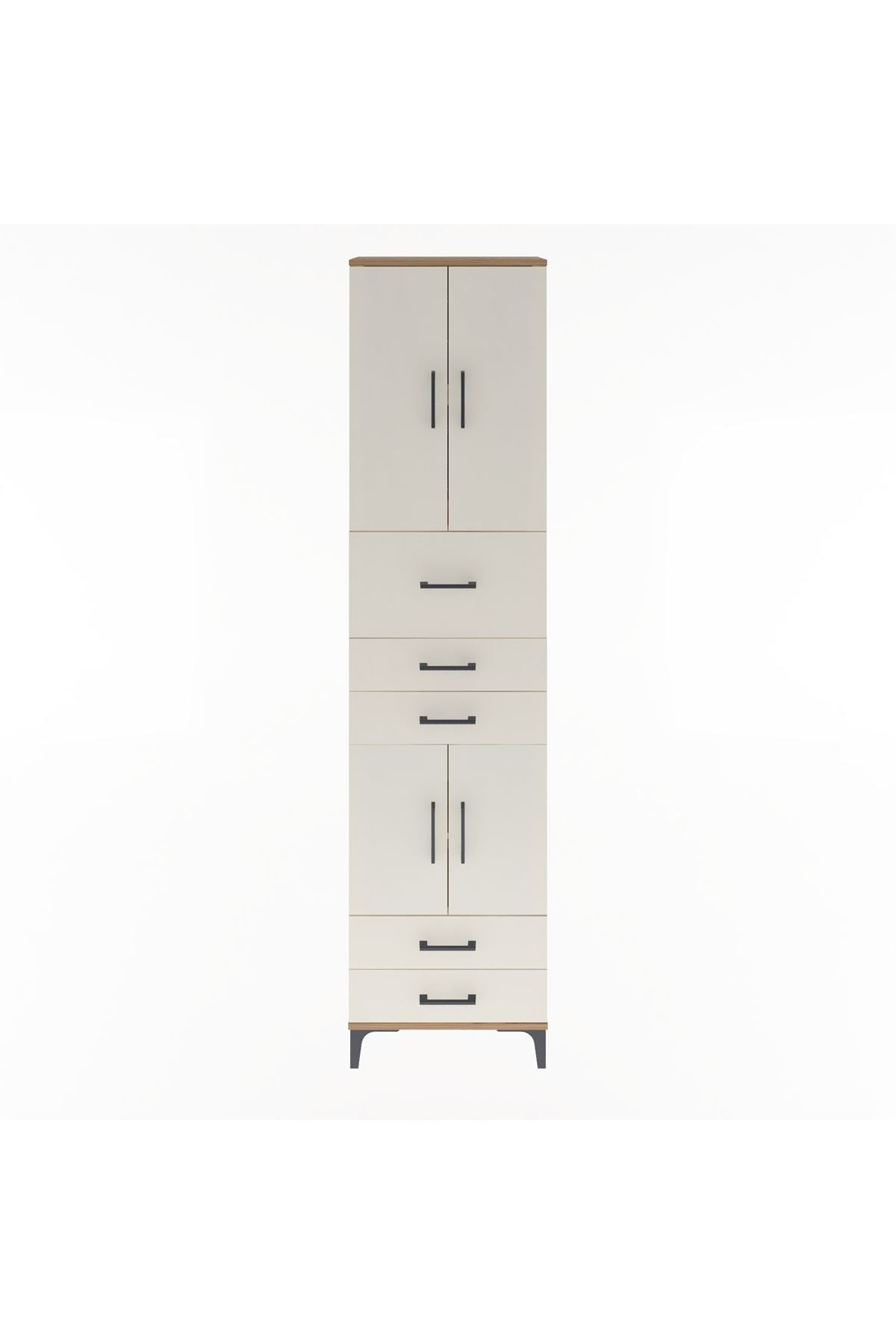 Arges Dolap 4 Raflı 5 Çekmeceli 4 Kapaklı 60x30x243 Çam-Aytaşı