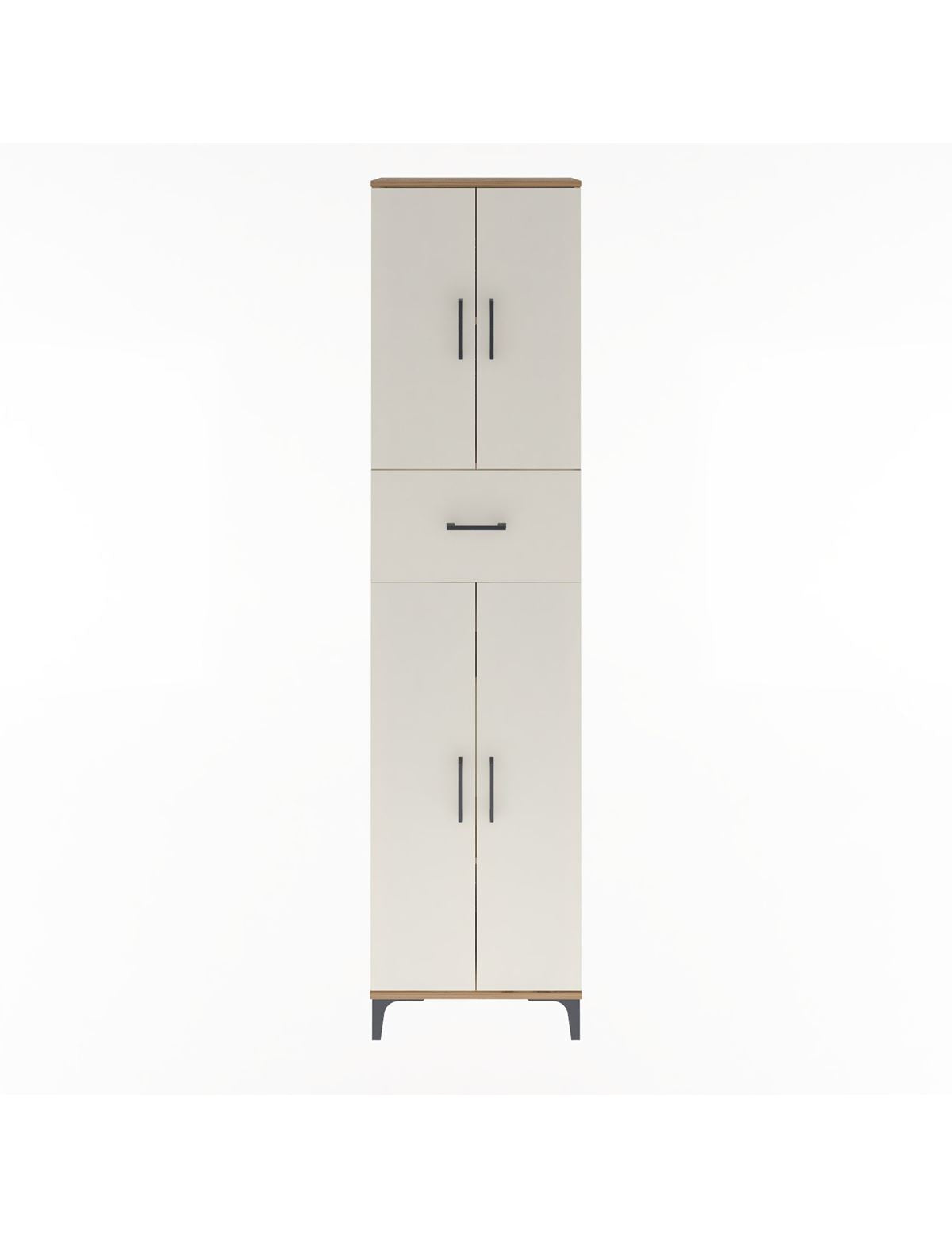 Arges Dolap 4 Raflı Tek Çekmeceli 4 Kapaklı 60x30x243 Çam-Aytaşı