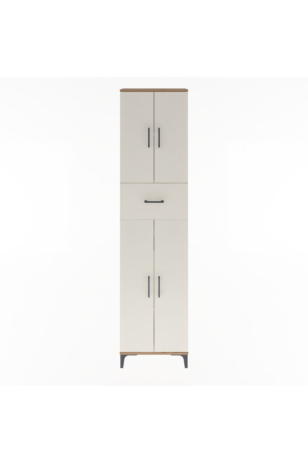 Arges Dolap 4 Raflı Tek Çekmeceli 4 Kapaklı 60x30x243 Çam-Aytaşı