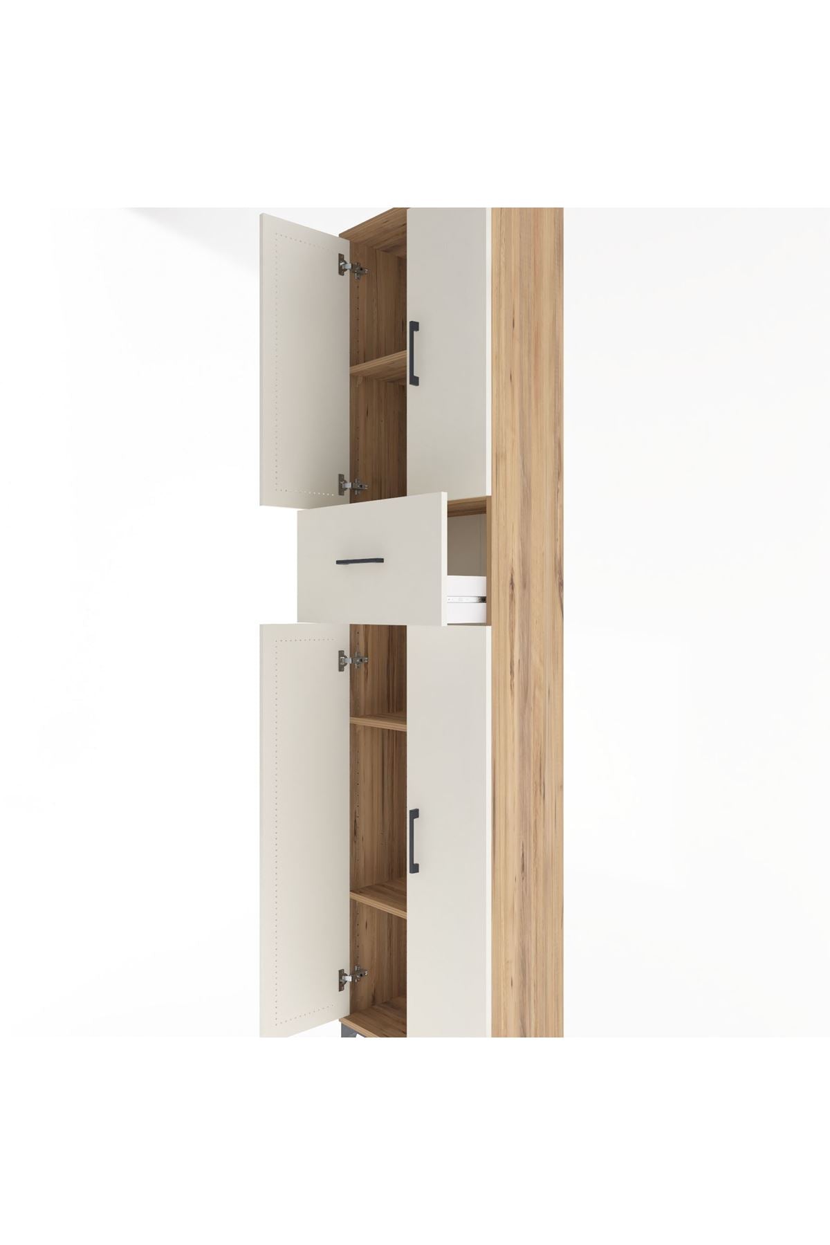 Arges Dolap 4 Raflı Tek Çekmeceli 4 Kapaklı 60x30x243 Çam-Aytaşı