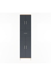 Arges Dolap 4 Raflı Tek Çekmeceli 4 Kapaklı 60x30x243 Çam-Antrasit