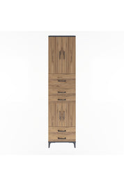 Arges Dolap 4 Raflı 5 Çekmeceli 4 Kapaklı 60x30x243 Antrasit-Çam