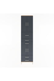 Arges Dolap 4 Raflı 5 Çekmeceli 4 Kapaklı 60x30x243 Çam-Antrasit