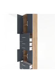 Arges Dolap 4 Raflı 5 Çekmeceli 4 Kapaklı 60x30x243 Çam-Antrasit