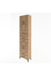 Arges Dolap 4 Raflı 5 Çekmeceli 4 Kapaklı 60x30x243 Çam-Çam