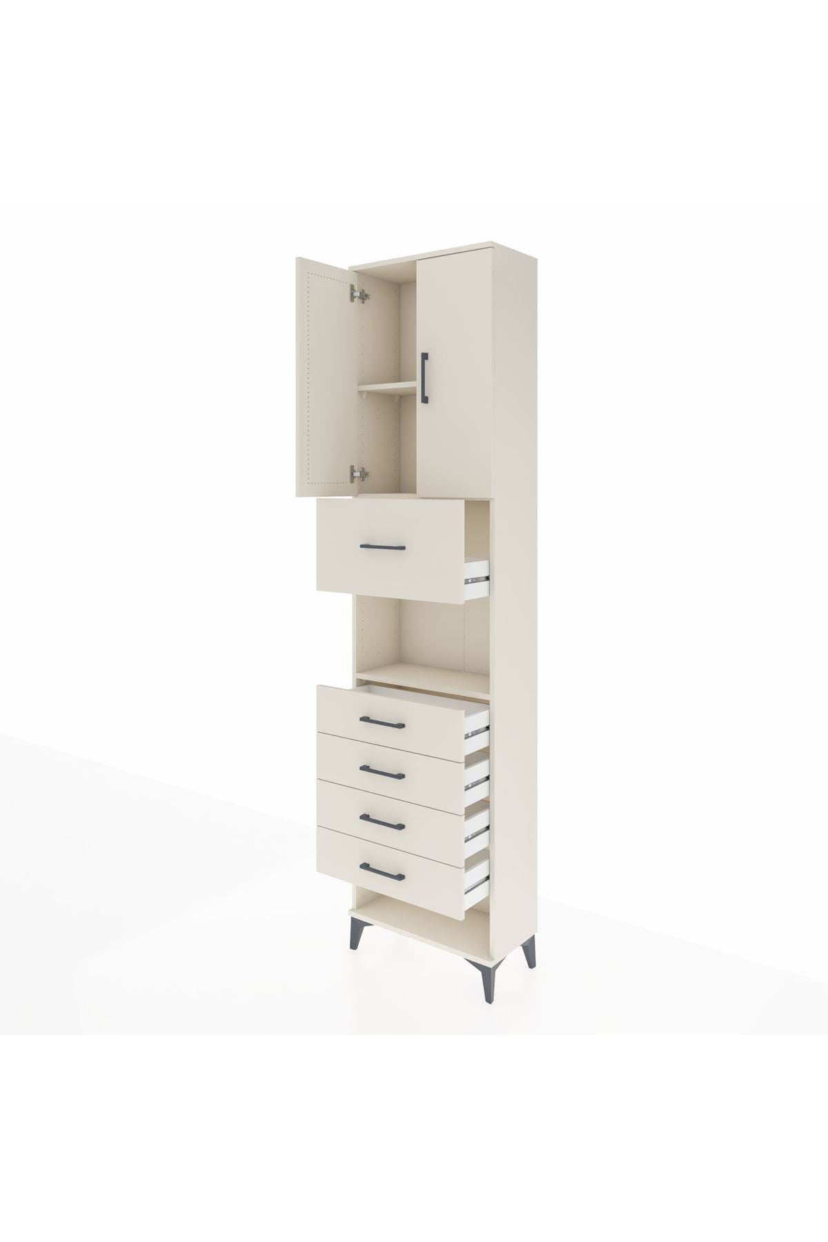 Arges Dolap 3 Raflı 5 Çekmeceli 2 Kapaklı 60x30x243 Aytaşı-Aytaşı