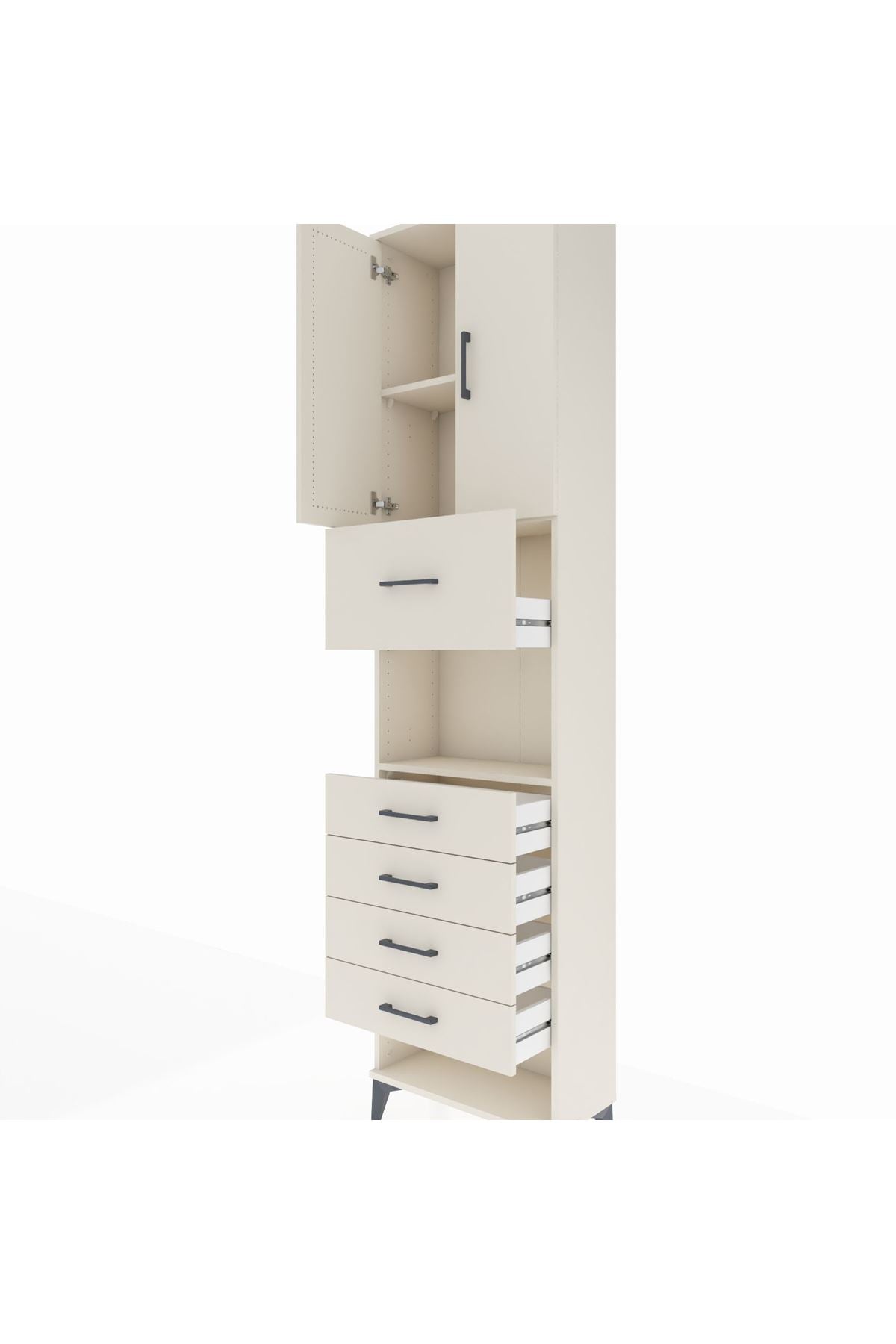 Arges Dolap 3 Raflı 5 Çekmeceli 2 Kapaklı 60x30x243 Aytaşı-Aytaşı