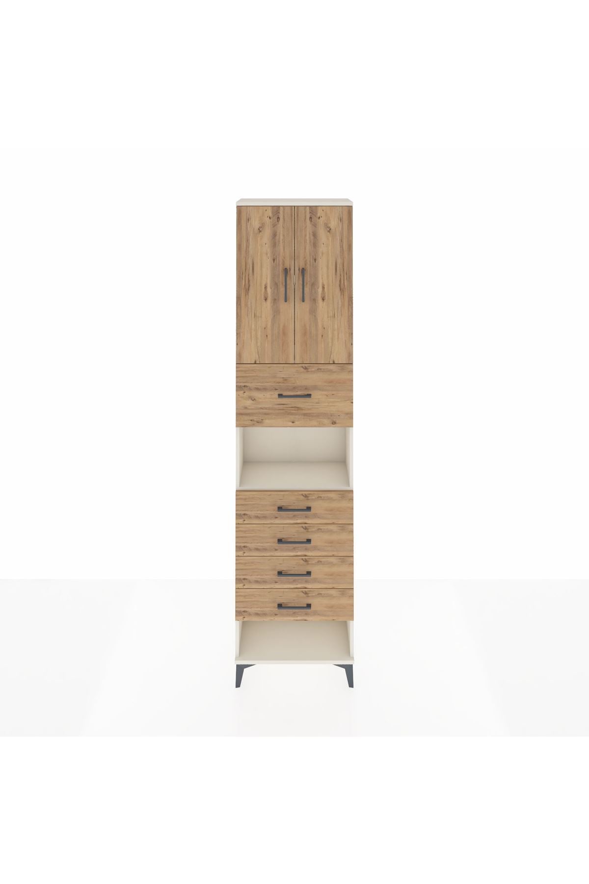 Arges Dolap 3 Raflı 5 Çekmeceli 2 Kapaklı 60x30x243 Aytaşı-Çam