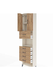 Arges Dolap 3 Raflı 5 Çekmeceli 2 Kapaklı 60x30x243 Aytaşı-Çam